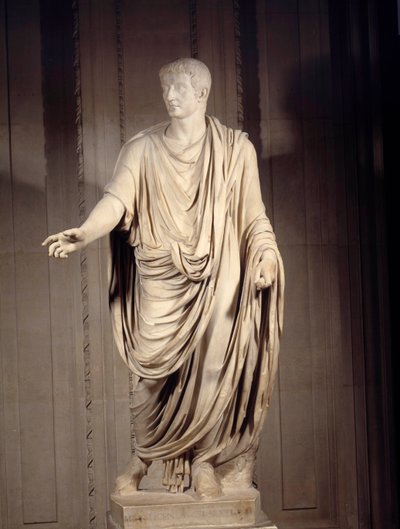 Romeinse kunst: marmeren standbeeld van keizer Tiberius door Roman