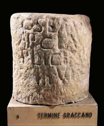 Romeinse beschaving, grenssteen die percelen markeerde toegewezen door de wetten van Gracchi door Roman