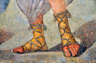 Romeinse schoenen met veters. (detail) laat 2e eeuw - begin 3e eeuw door Roman