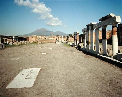Uitzicht op het Forum met Vesuvius op de achtergrond door Roman
