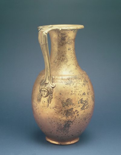 Wijnkruik met decoratief handvat, van de Romeinse site in Newstead, Melrose, laat 1e eeuw AD door Roman
