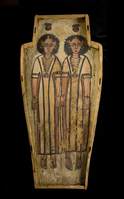 Basis van antropoïde kist, Opper-Egypte, Thebe, Late Romeinse Periode, ca. 175-200 AD door Roman Period Egyptian