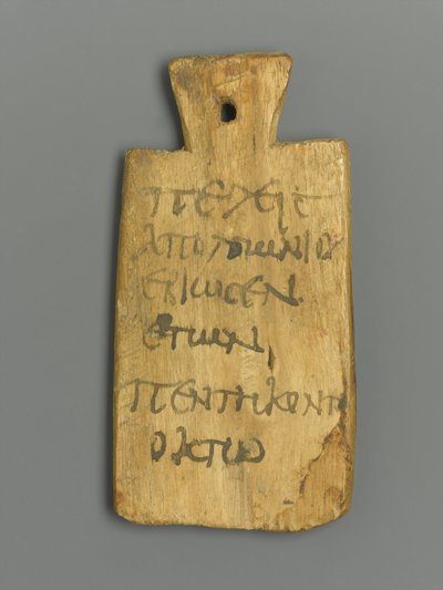 Mummie label met Griekse inscriptie door Roman Period Egyptian