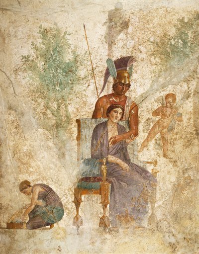 Fresco die Mars en Venus met Liefde afbeeldt, Pompeii, Campania, Romeinse beschaving door Roman Roman