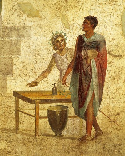 Fresco die Jason en Pelias uit Pompeii afbeeldt door Roman Roman