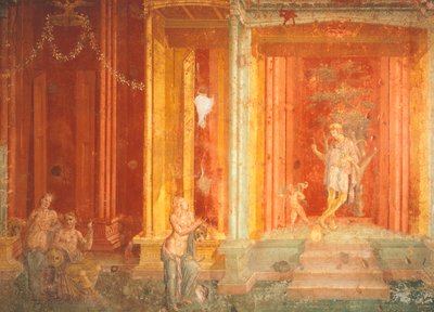 Muurschildering met Iphigenia in Tauris, Huis van Pinarius Cerialis, Pompeii, Campania, Italië door Roman Roman