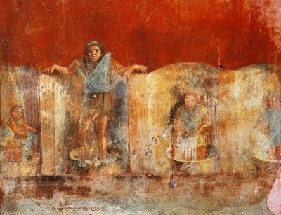 Pilaarfresco met wolproductie, uit Pompei, Fullonica van Veranio Ipseo door Roman Roman