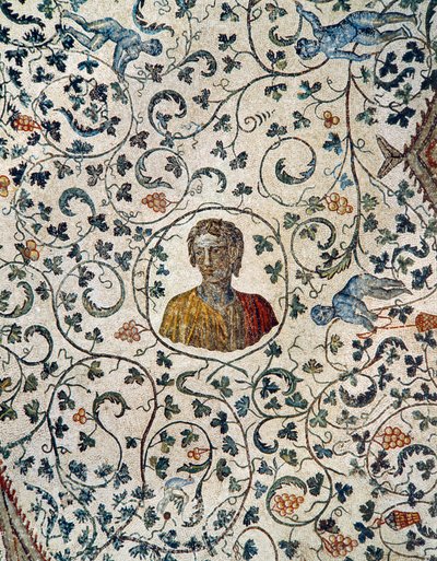 Portret van Constanza, dochter van keizer Constantijn de Grote, met putti die druiven plukken (mozaïek) door Roman Roman