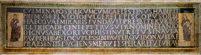 Romeinse kunst: mozaïek met de toewijding aan Sint Sabina, christelijke martelaar van de 2e eeuw door Roman Roman