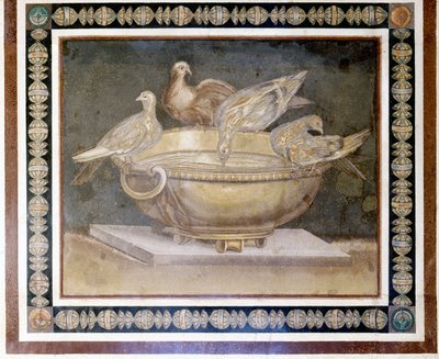 Romeins mozaïek met 4 duiven door Roman Roman