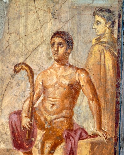 Selene en Endymion, fresco uit Huis van de Eeuwfeest, Pompeii, Campania, Romeinse Beschaving door Roman Roman