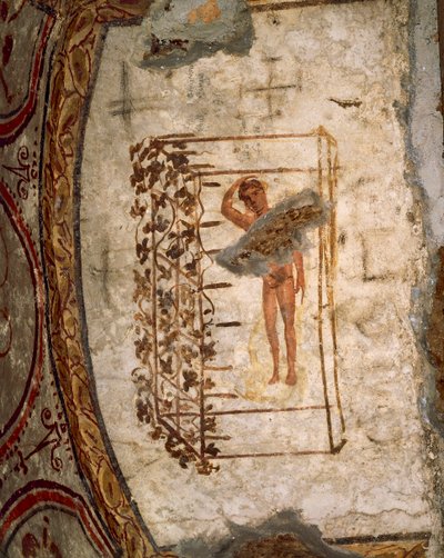 Jeugd, latwerk en wijnstokken, 3e-5e eeuw na Christus (fresco) door Roman Roman