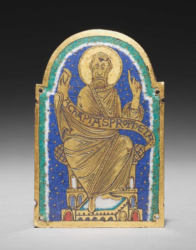 Plaquette: Zittende profeet van een reliekschrijn: Achapias door Romanesque