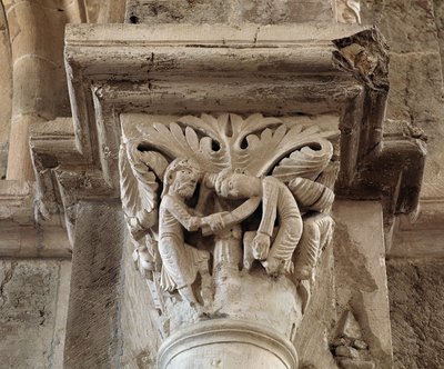 De dood van Kaïn (gesneden kapiteel) door Romanesque