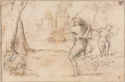 Romulus en Remus gevonden door Faustulus recto Concentric Circles verso, ca. 1535 door Romanino