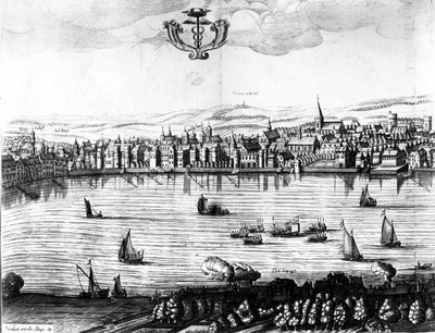 Een Uitzicht op de Rivier de Theems vanuit Southwark, 1650 door Rombout Van den Hoeye