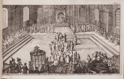 Een scène aan het koninklijk hof van tsaar Alexis Mikhailovich door Romeyn de Hooghe