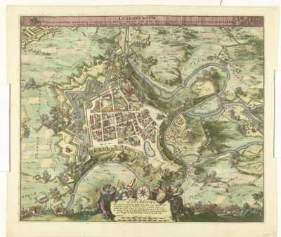 Bombardement van Luxemburg door de maarschalk de Créquy, 1684 door Romeyn de Hooghe