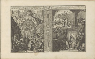 Geboorteviering van Mongolië; Diamantmijn door Romeyn de Hooghe