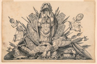 Een Trofee van Wapens Bedoeld om in Schilderij Uitgevoerd te Worden door Romolo Achille Liverani