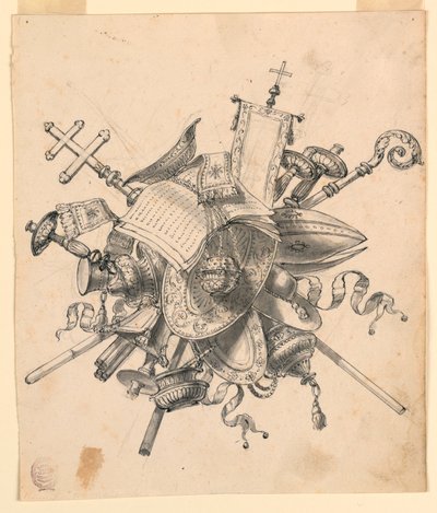 Trofee met kerkelijke voorwerpen door Romolo Achille Liverani