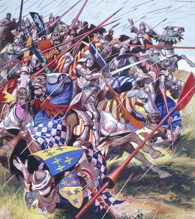 Agincourt - De onmogelijke overwinning 25 oktober 1415 (gouache op papier) door Ron Embleton