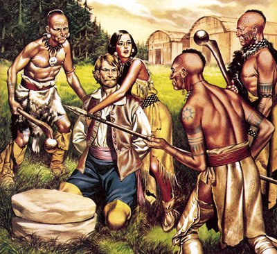 Kapitein John Smith en Pocahontas door Ron Embleton