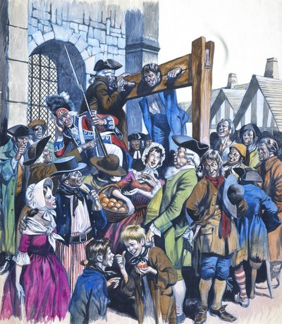Daniel Defoe (1660-1731) (gouache on paper) door Ron Embleton