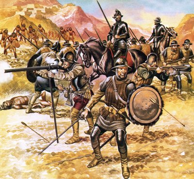 Expeditie van Francisco de Coronado naar het Amerikaanse westen door Ron Embleton