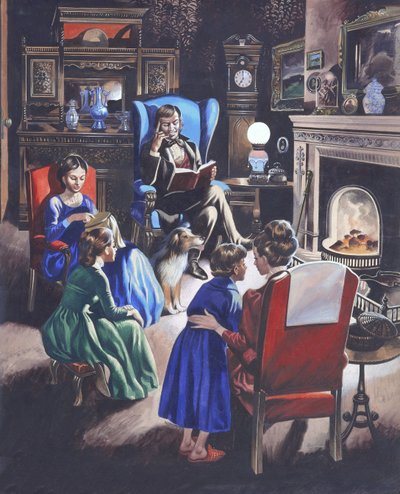 Opgroeien door de eeuwen heen: De arme rijke meisjes van Groot-Brittannië (gouache op papier) door Ron Embleton