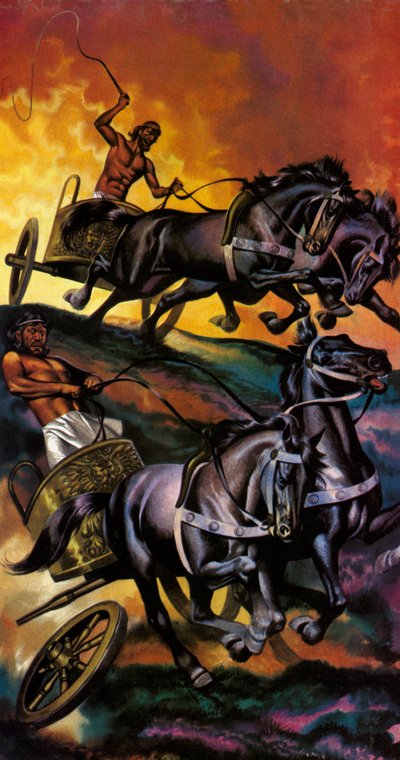 De magie van de Olympische Spelen: De oorlog van de goden (kleurenlitho) door Ron Embleton
