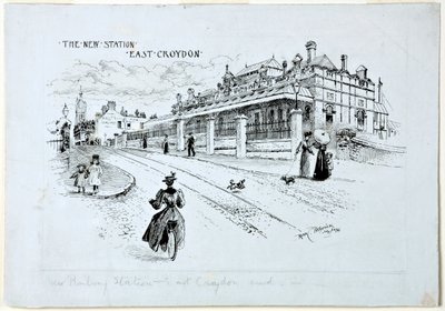 Het Nieuwe Station, East Croydon, juli 1896 door Rosa Clementina Petherick