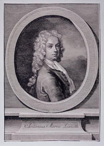 Portret van Antonio Maria Zanetti, Italiaanse cartoonist (Gravure) door Rosalba Giovanna (after) Carriera