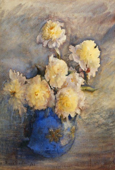 Pioenen in een blauwe vaas door Rose Maynard Barton