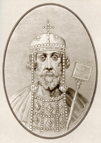 Constantijn de Grote, afbeelding uit Levensbiografieën van beroemde heersers (gravure) door Ross Gordon