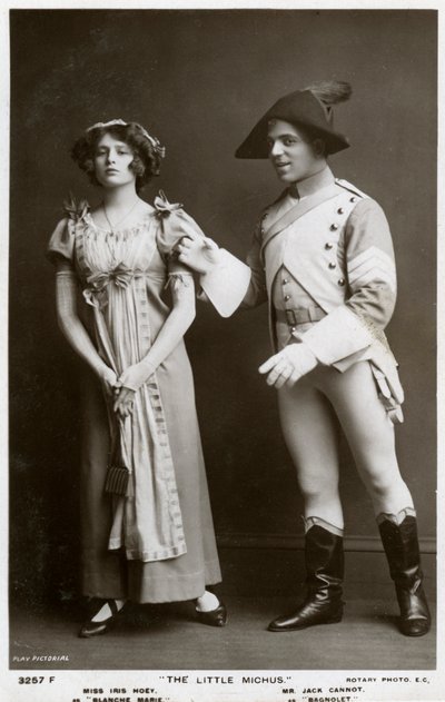 Iris Hoey en Jack Cannot, Britse acteurs, ca. 1908 door Rotary Photo