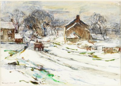 Ellerby - Winter door Rowland Henry Hill