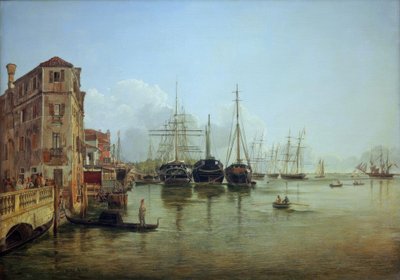 Uitzicht op de Strada Nuova naar de Giardini Publici in Venetië door Rudolf von Alt