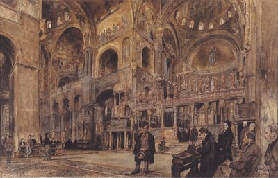 Duits: Binnenaanzicht van de San Marco-kerk in Venetië door Rudolf von Alt