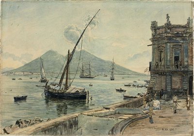 Napels met de Vesuvius door Rudolf von Alt