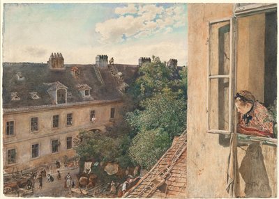 Uitzicht op de Alservorstadt, 1872 door Rudolf von Alt