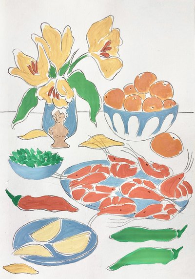Verse bloemen en feestmaal door Rushati Chowdhury