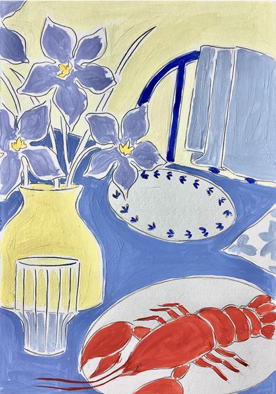 Eettafel met kreeft door Rushati Chowdhury