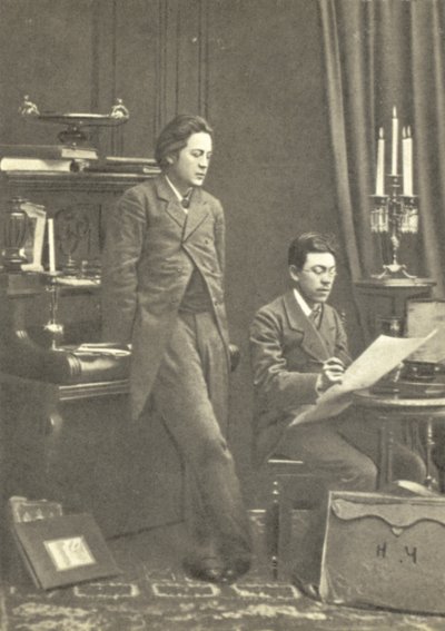 Anton Tsjechov (links) met zijn broer Nikolay in Moskou door Russian Photographer