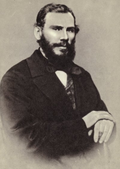 L N Tolstoi, Moskou, 1862 door Russian Photographer