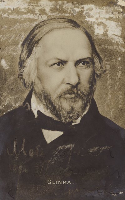 Mikhail Ivanovitsj Glinka, Russische componist (1804-1857) door Russian School
