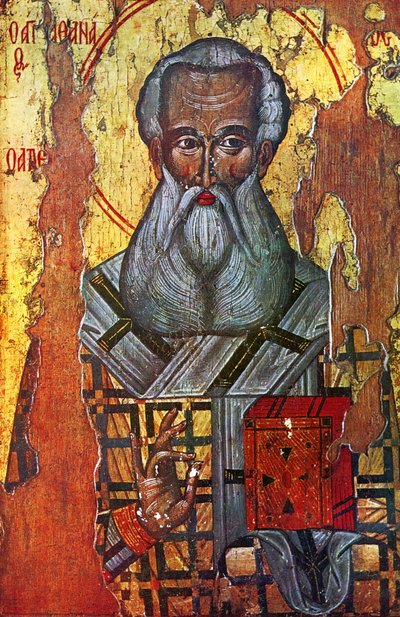 Sint Athanasius van Alexandrië (olieverf en goud op hout) door Russian School