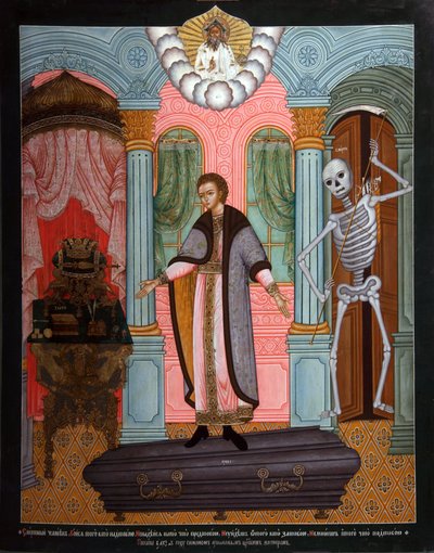 Sterfelijke man Parabel, begin 18e eeuw door Russian icon.
