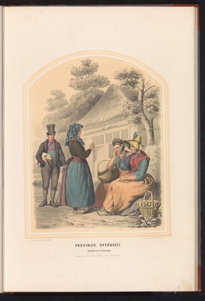 Klederdracht van Staphorst en Rouveen in Overijssel, 1857 door Ruurt de Vries