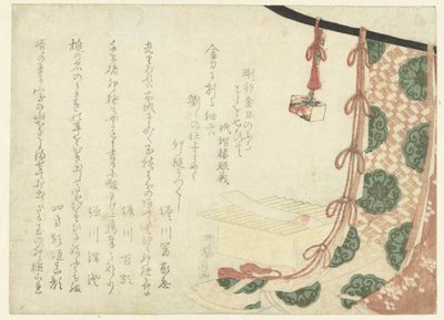 Een poëzie-slip op een ceremoniële standaard door Ryuryukyo Shinsai